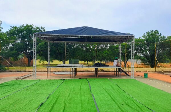 5m x 4m Triangular Roof Stage Without PA Wings Hire – Perfect for Outdoor Events and Festivals - Image 2