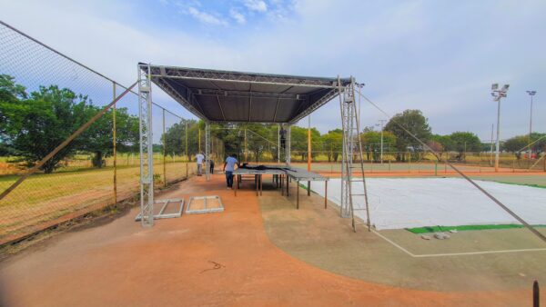 5m x 4m Triangular Roof Stage Without PA Wings Hire – Perfect for Outdoor Events and Festivals - Image 3